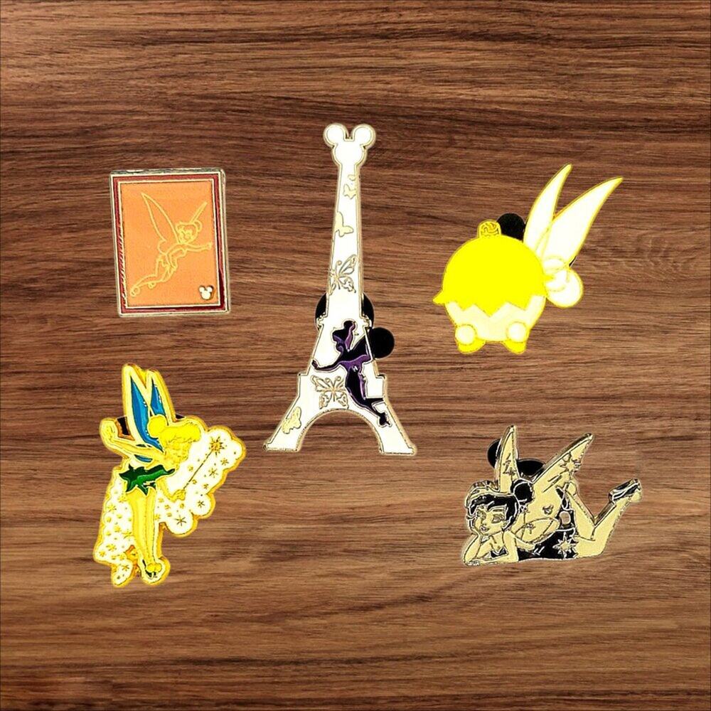5 Peter Pan Tinker Bell Disney Parks Trading Pins, Plus 2 Bonus Pins